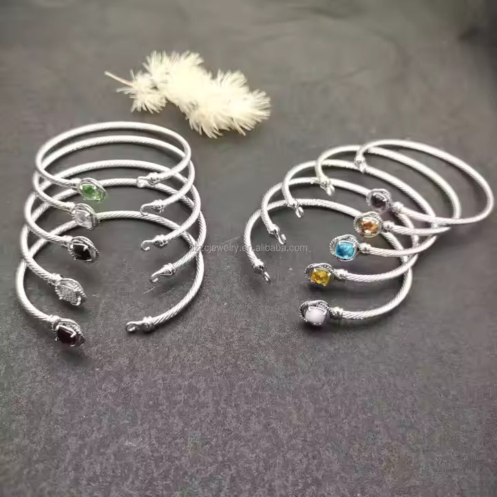 David-Inspired Twist Cable Gemstone Bangles – 17cm & 19cm