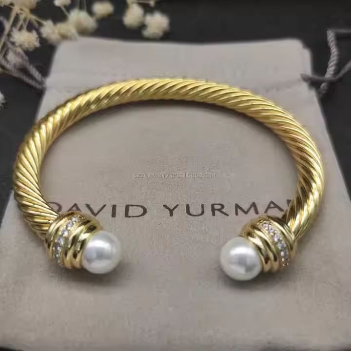 David-Inspired Gold Cable Gemstone Bangles – 17cm & 19cm