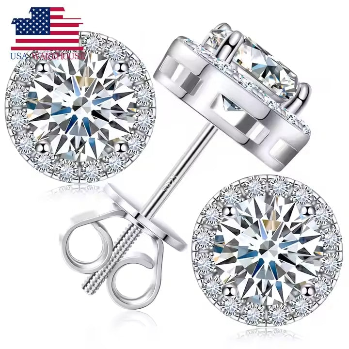 Brilliant VVS Halo Stud Earrings – Moissanite Shine That Speaks for Itself