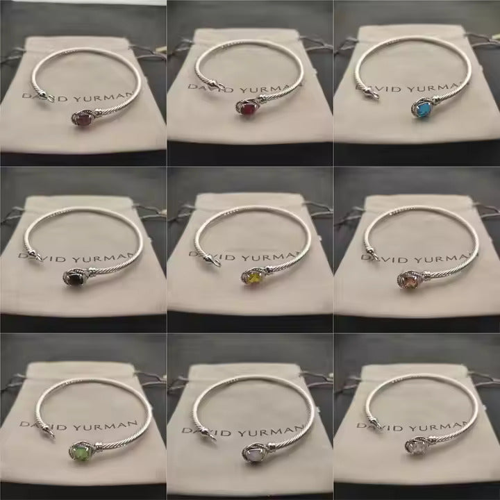 David-Inspired Twist Cable Gemstone Bangles – 17cm & 19cm