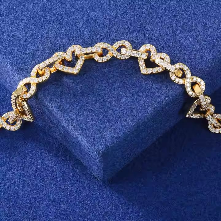 Heart Link Moissanite Infinity Bracelet