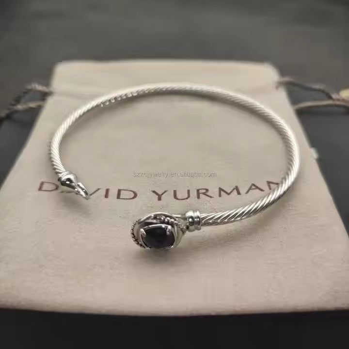 David-Inspired Twist Cable Gemstone Bangles – 17cm & 19cm