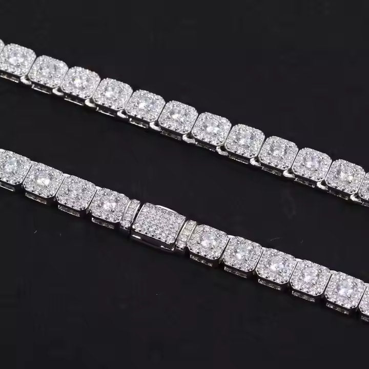 Micro Clustered Moissanite Tennis Chain