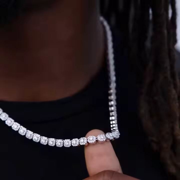 Micro Clustered Moissanite Tennis Chain