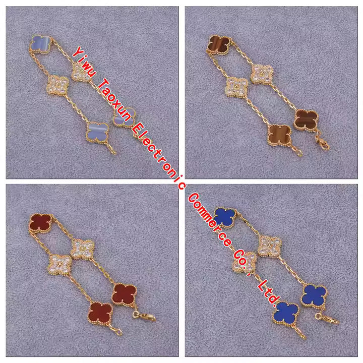 Clover Diamond Flower Bracelet – 925 Silver, 18K Gold Plated Luxury Lucky Charm