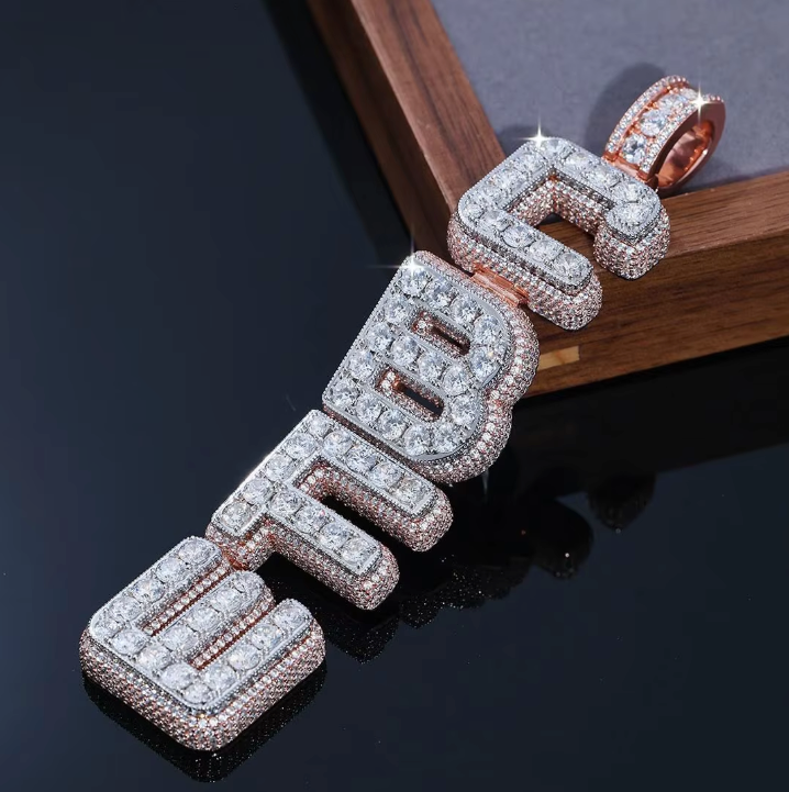 Custom Moissanite Letter Pendant – Personalized Initial Bling