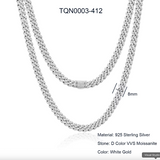 Moissanite Cuban Link Chain – 6mm to 20mm | White Gold