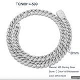 Moissanite Cuban Link Chain – 6mm to 20mm | White Gold