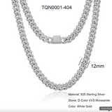 Moissanite Cuban Link Chain – 6mm to 20mm | White Gold