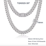 Moissanite Cuban Link Chain – 6mm to 20mm | White Gold