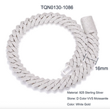 Moissanite Cuban Link Chain – 6mm to 20mm | White Gold