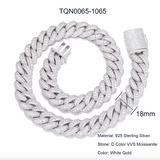 Moissanite Cuban Link Chain – 6mm to 20mm | White Gold