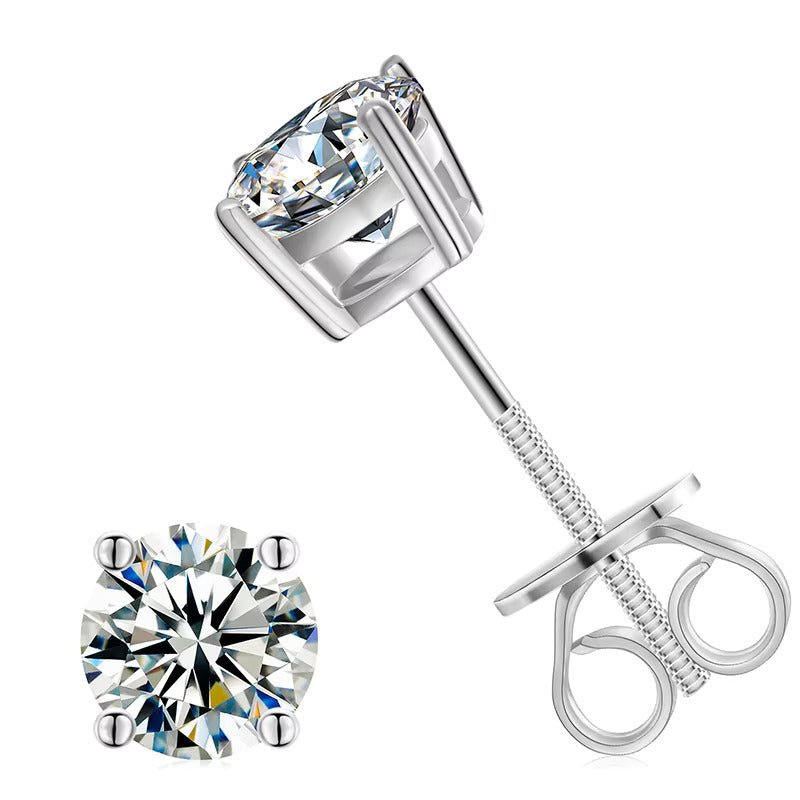 VVS moissanite classic stud earrings – gold or silver (3mm–11mm)