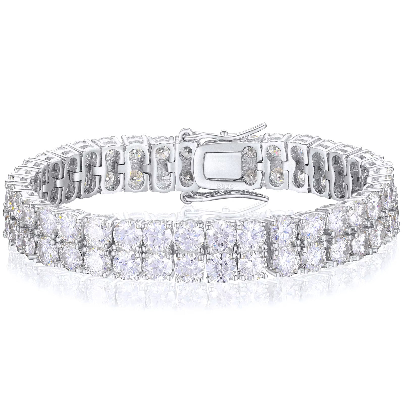 Double Row Moissanite Bracelet (3mm–5mm)