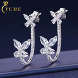 VVS Moissanite Butterfly Earrings – 925 Sterling Silver, Dual Use Design