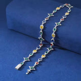 Colored Moissanite Tennis Chain Necklace & Bracelet