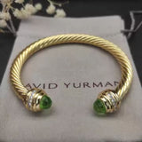 David-Inspired Gold Cable Gemstone Bangles – 17cm & 19cm
