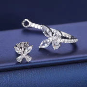 VVS Moissanite Butterfly Earrings – 925 Sterling Silver, Dual Use Design