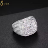 Iced Out Moissanite Signet Ring - 925 Sterling Silver