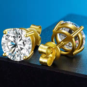 VVS moissanite classic stud earrings – gold or silver (3mm–11mm)