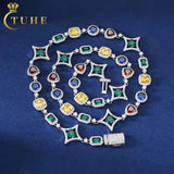 Colored Moissanite Tennis Chain Necklace & Bracelet