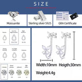 VVS Moissanite Butterfly Earrings – 925 Sterling Silver, Dual Use Design