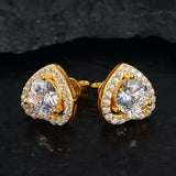 VVS Moissanite Heart Halo Stud Earrings – 925 Sterling Silver