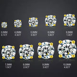 VVS moissanite classic stud earrings – gold or silver (3mm–11mm)