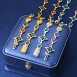Colored Moissanite Tennis Chain Necklace & Bracelet